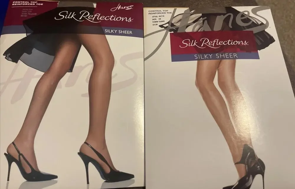 Hanes Silk Reflections Control Top Reinforced Toe CD Taupe New Lot 718 pantyhose